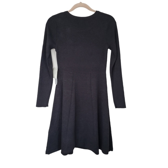 Eliza J Dark Gray Long Sleeve Fit & Flare Knit Dress With Embellishments - Picture 3 of 9